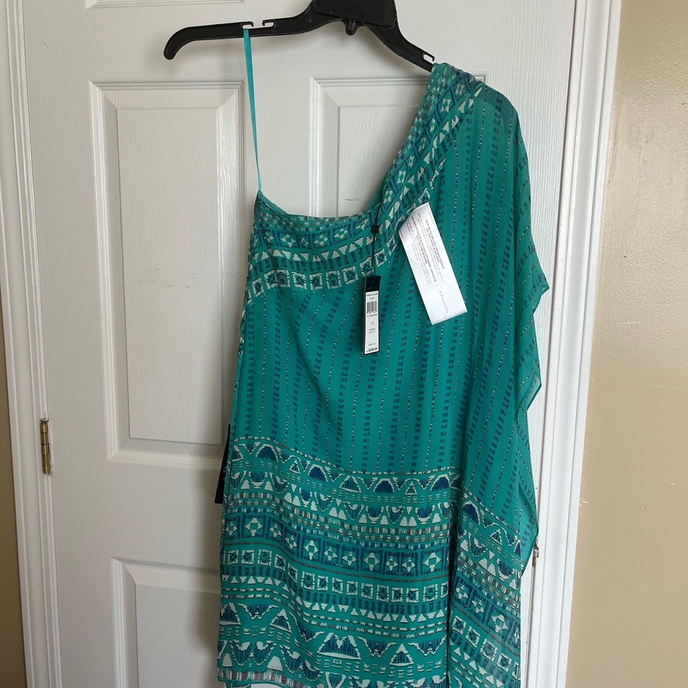 BCBGMaxAzria Teal Patterned “ALANA”Mini Dress